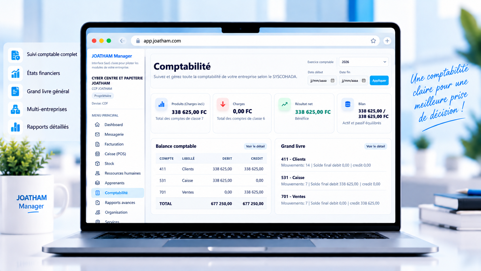Capture du module comptabilité JOATHAM Manager